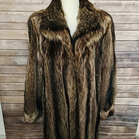 🔥Gorgeous 🔥New Long Raccoon real fur coat L - Picture 1 of 8